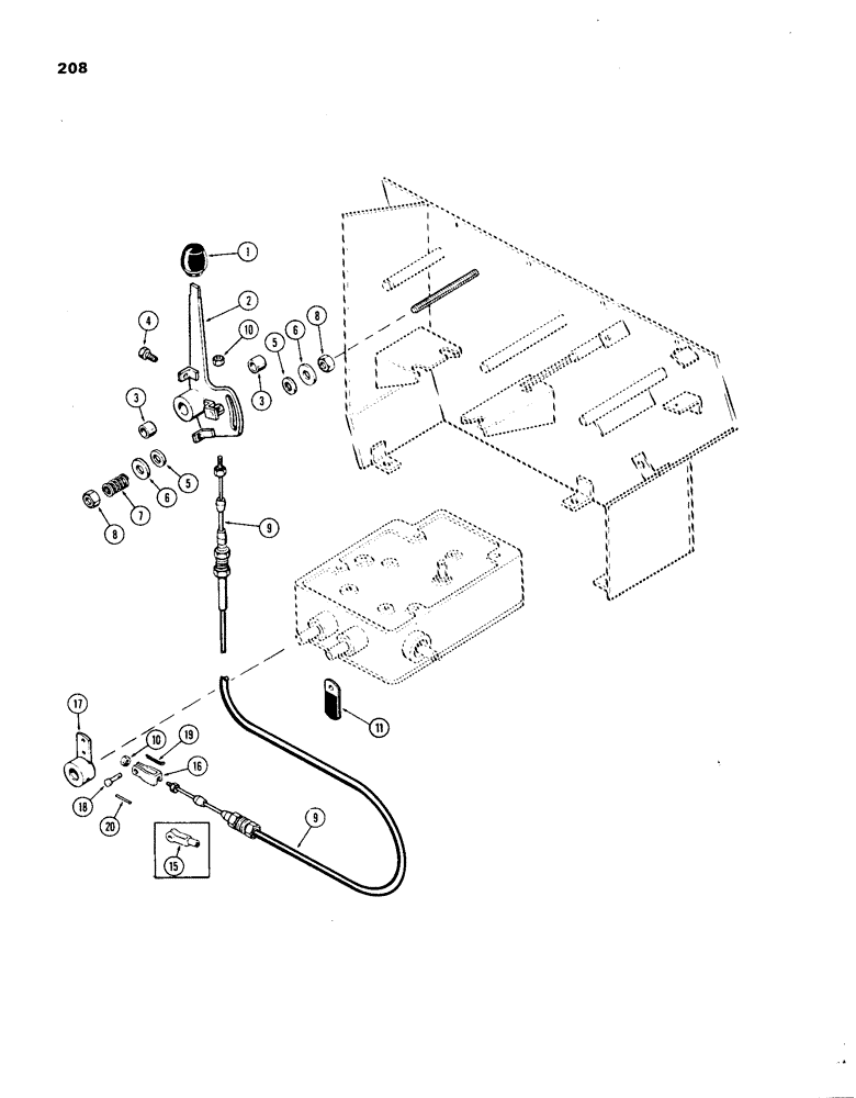 Схема запчастей Case IH 1270 - (208) - D.O.M. SYSTEM, DRAFT SENSING CONTROLS (08) - HYDRAULICS