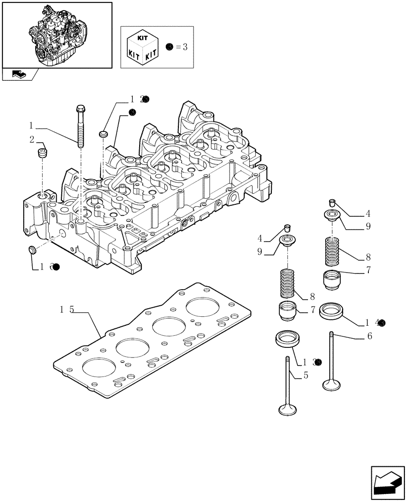 Схема запчастей Case IH F4GE9484A J600 - (0.06.0) - CYLINDER HEAD (2856258 - 2856050) 