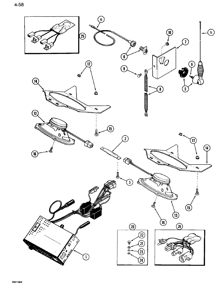 Схема запчастей Case IH 7110 - (4-58) - RADIO AND SPEAKERS (04) - ELECTRICAL SYSTEMS