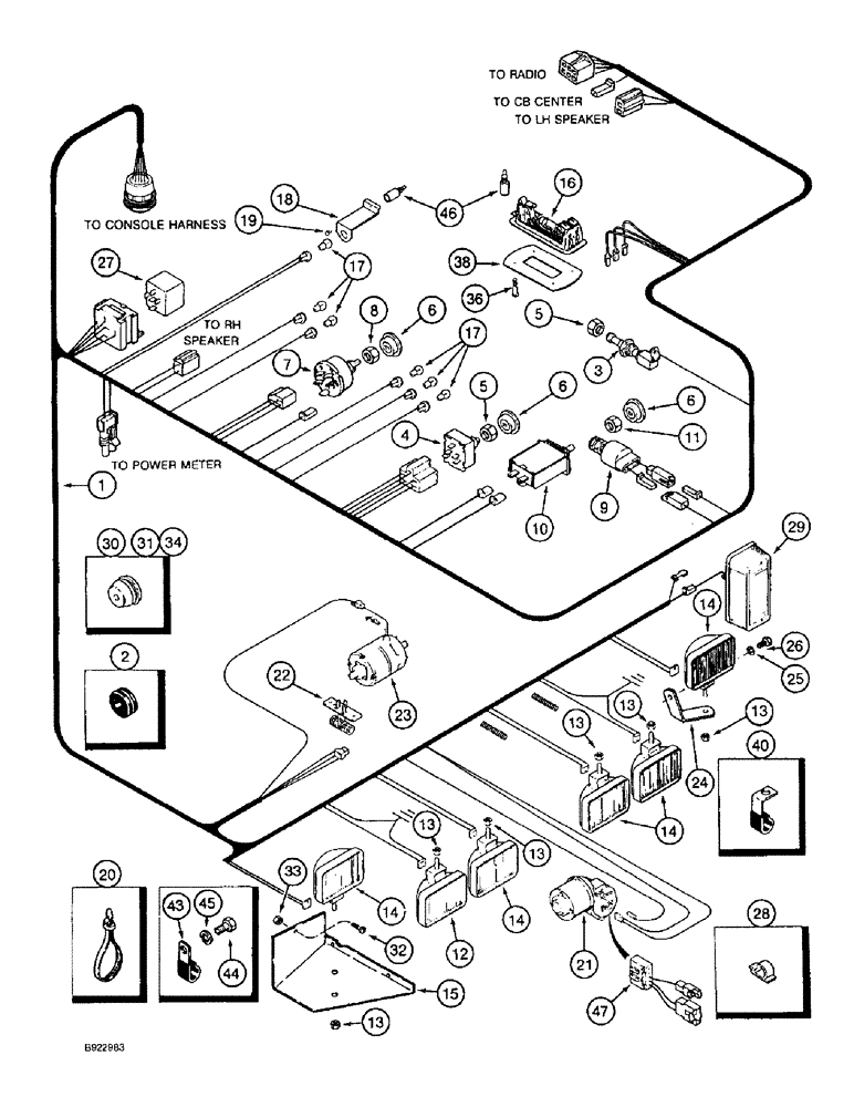 Схема запчастей Case IH 1644 - (4-12) - CAB ROOF HARNESS (06) - ELECTRICAL