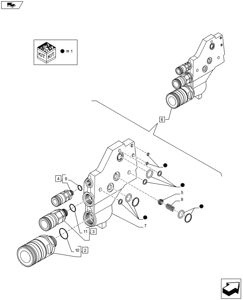 Схема запчастей Case IH PUMA 170 - (35.204.0107[03]) - VALVE, W/ POWER BEYOND COUPLERS, COMPONENTS (VAR.720681) (35) - HYDRAULIC SYSTEMS