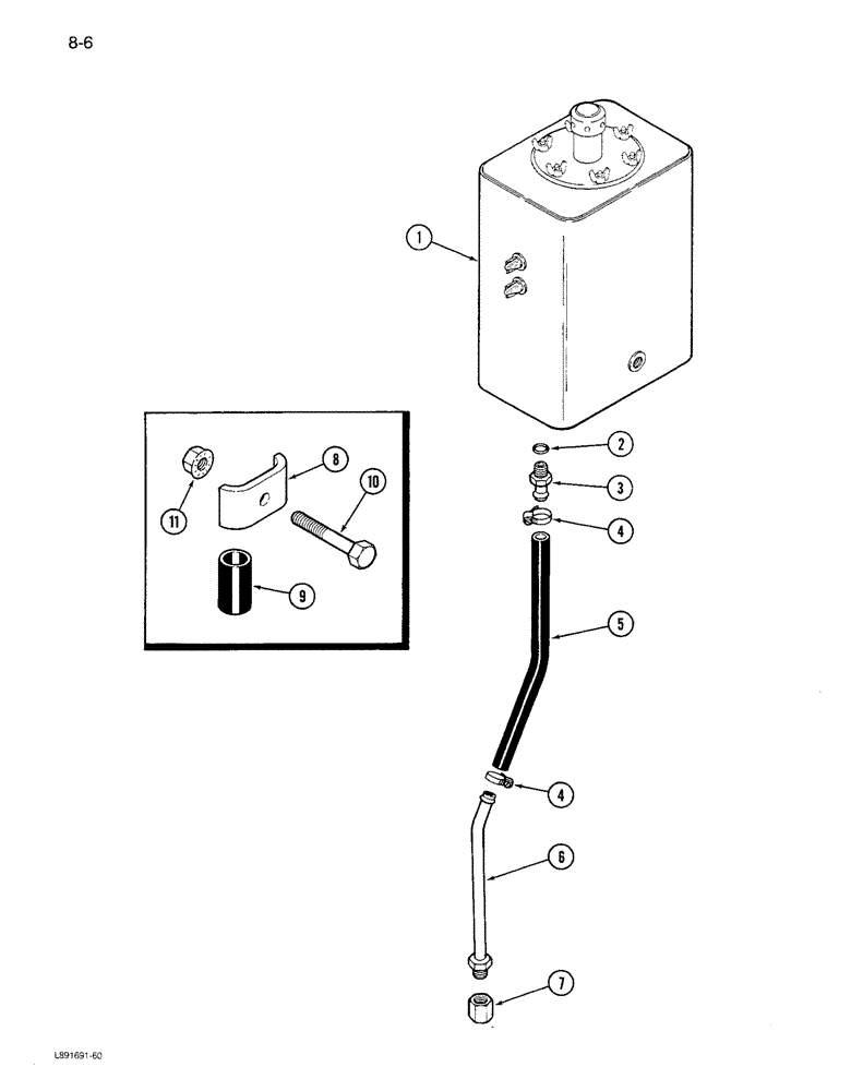 Схема запчастей Case IH 1680 - (8-006) - HYDRAULIC RESERVOIR DRAIN, PRIOR TO P.I.N. JJC0047918 (07) - HYDRAULICS