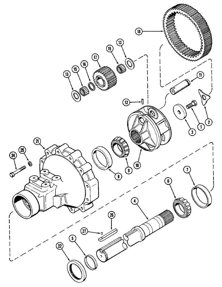 Схема запчастей Case IH 2096 - (6-200) - REAR AXLE, HOUSING AND PLANETARY GEARS, 120 INCH (3048 MM) LONG AXLE, 3-1/2 INCH (89 MM) DIAMETER, (06) - POWER TRAIN