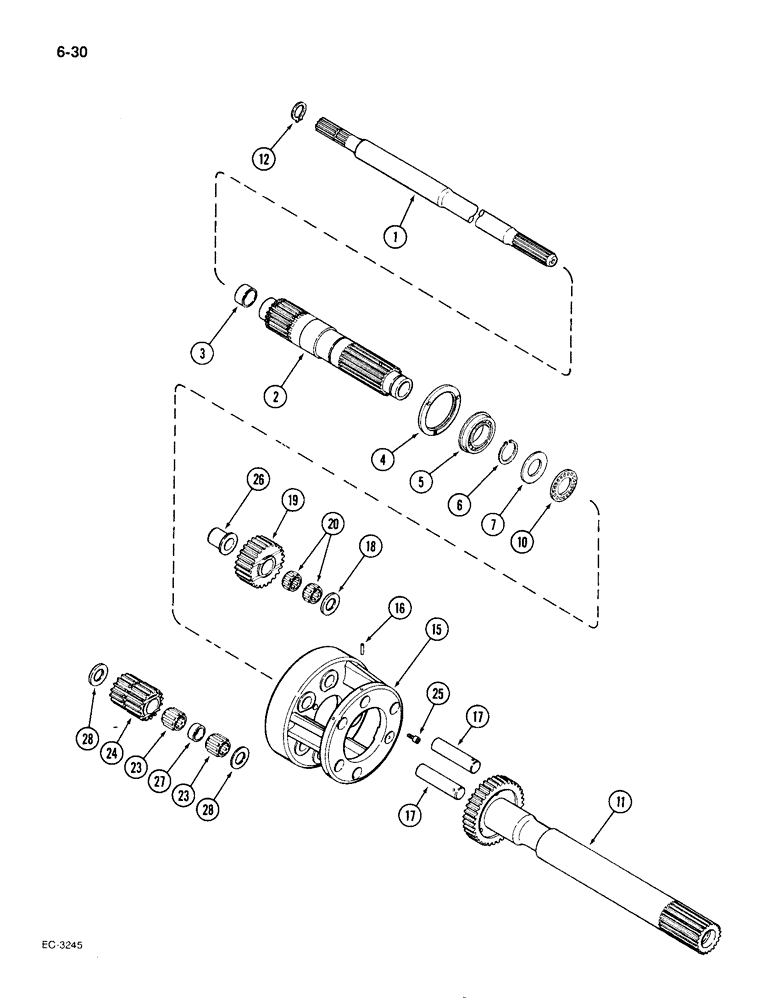 Схема запчастей Case IH 1896 - (6-30) - POWER SHIFT TRANSMISSION, PLANETARY CLUTCH, TRANSMISSION SERIAL NUMBER 16265423 (06) - POWER TRAIN