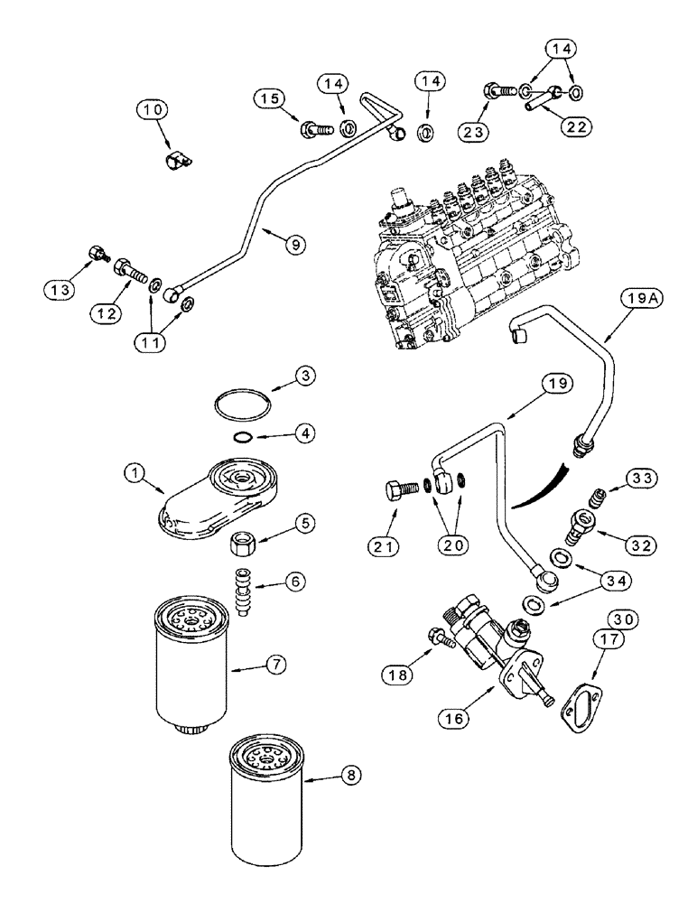 Схема запчастей Case IH 8910 - (3-006) - FUEL FILTER AND TRANSFER PUMP, 6T-830 EMISSIONS CERTIFIED ENGINE (03) - FUEL SYSTEM