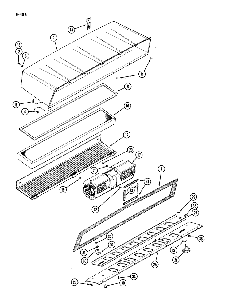 Схема запчастей Case IH 4494 - (9-458) - CAB, AIR FILTER AND BLOWER (09) - CHASSIS/ATTACHMENTS