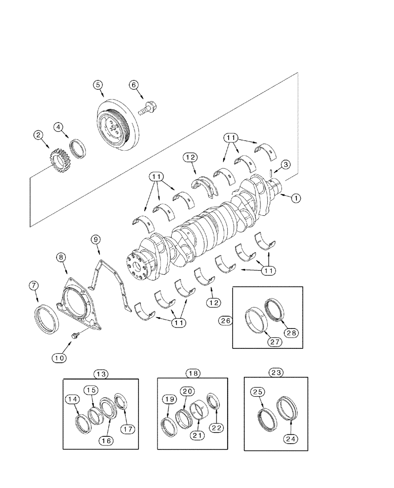 Схема запчастей Case IH 2344 - (02-24) - CRANKSHAFT (01) - ENGINE