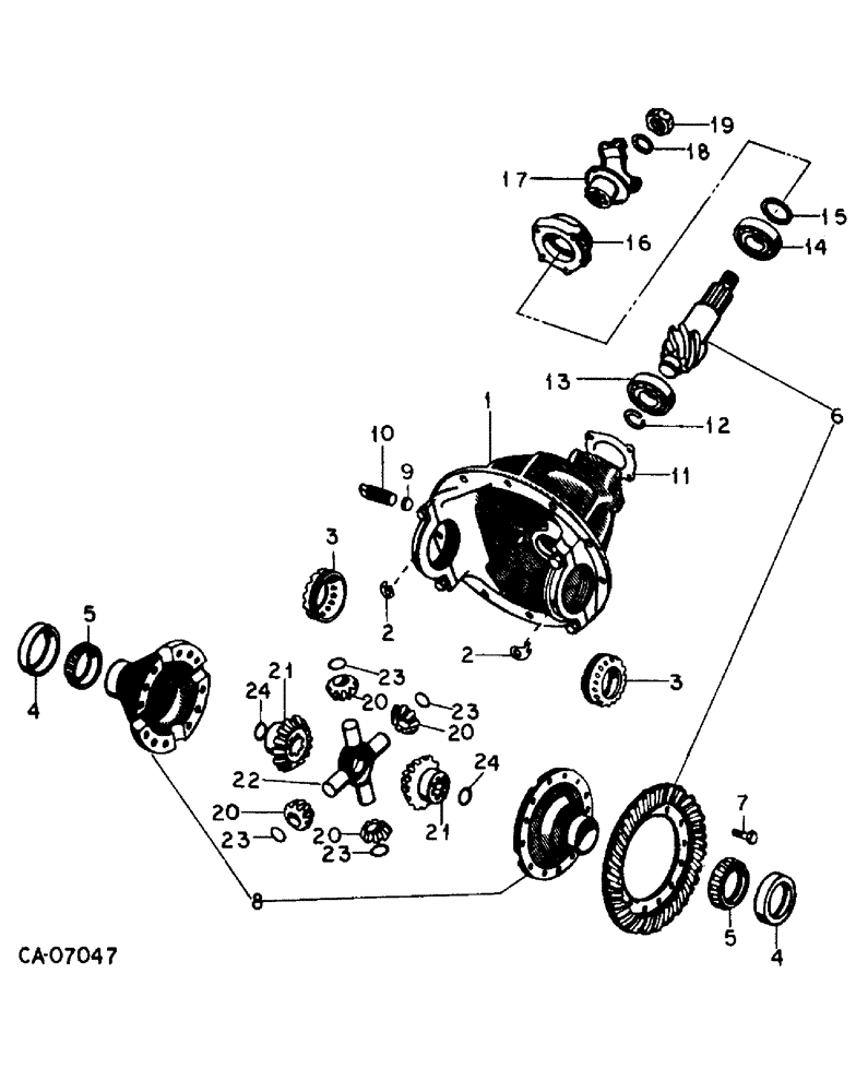 Схема запчастей Case IH 3488 - (07-35) - DRIVE TRAIN, DIFFERENTIAL CARRIER, TRACTORS WITH ALL WHEEL DRIVE, WITH ONE PIECE DRIVE SHAFT (04) - Drive Train