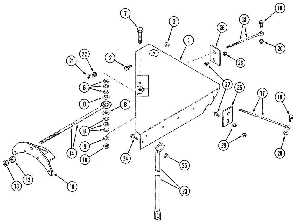 Схема запчастей Case IH 2366 - (09E-12) - UNLOADER - SUPPORTS (17) - GRAIN TANK & UNLOADER