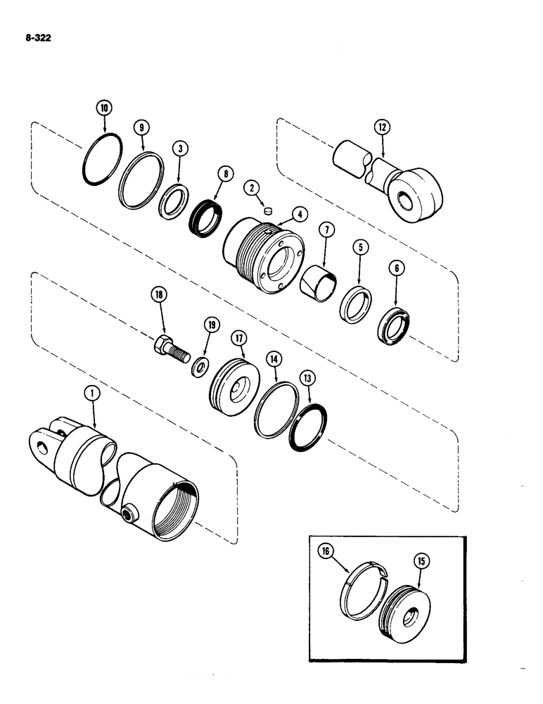 Схема запчастей Case IH 4490 - (8-322) - HITCH LIFT CYLINDER ASSY., 4" (101.6 MM) BORE X 9-27/32" (203.2 MM) STOKE, PRIOR TO P.I.N. 8860450 (08) - HYDRAULICS