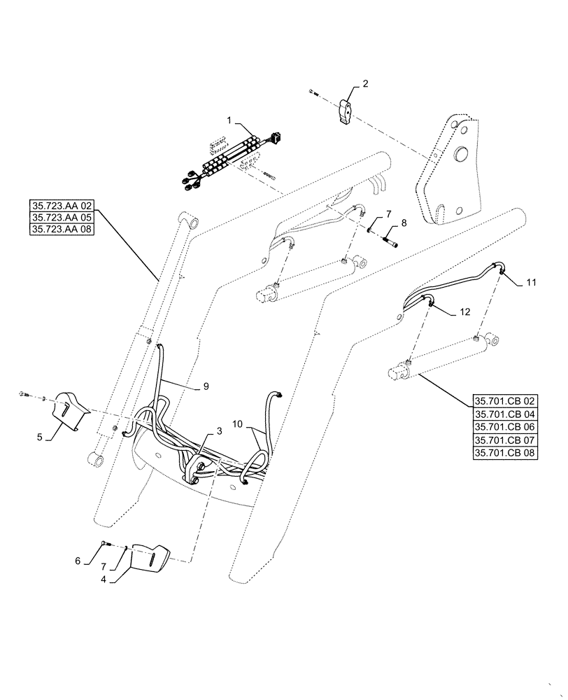 Схема запчастей Case IH L735 - (35.100.AR[01]) - LOADER ARM HYDRAULICS - NSL (35) - HYDRAULIC SYSTEMS