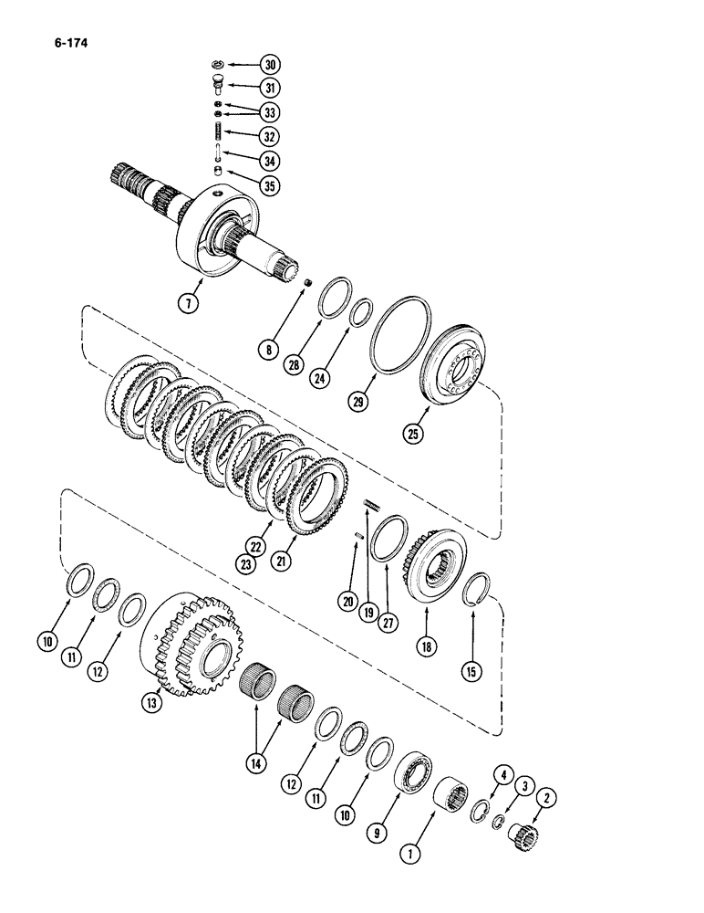 Схема запчастей Case IH 4994 - (6-174) - LOWER 7 INCH (178 MM) CLUTCH ASSEMBLY (06) - POWER TRAIN