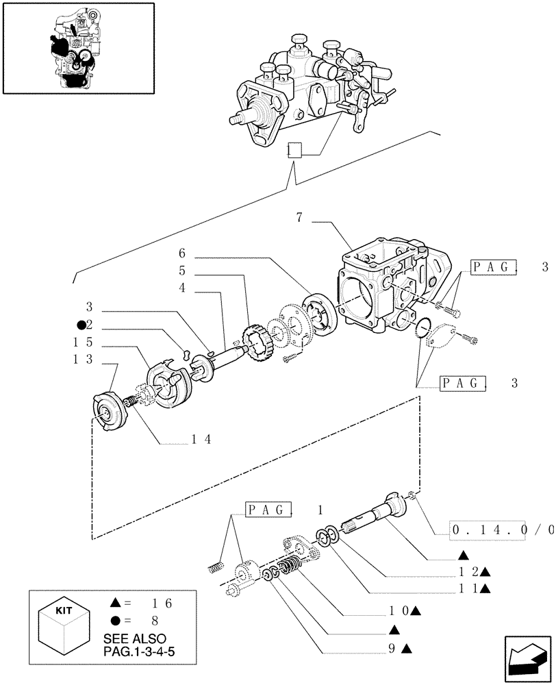 Схема запчастей Case IH JX85 - (0.14.0/01D[02]) - INJECTION PUMP, HOUSING & DRIVE SHAFT (01) - ENGINE