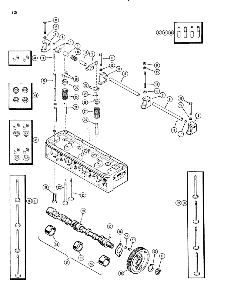 Схема запчастей Case IH 430 - (012) - VALVE MECHANISM AND CAMSHAFT, 430, 148B, SPARK IGNITION ENGINE (02) - ENGINE