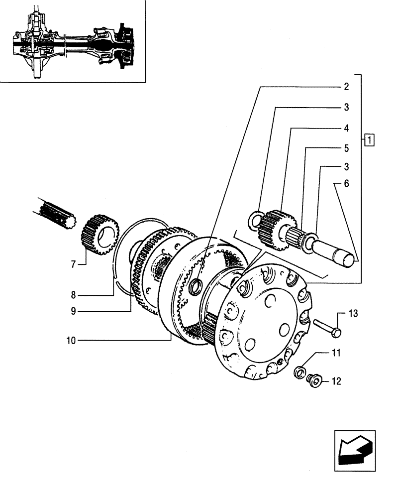 Схема запчастей Case IH JX55 - (1.40.0/10[03]) - FRONT AXLE - PLANETARY GEAR SUPPORT , BEARING AND DISKS (04) - FRONT AXLE & STEERING