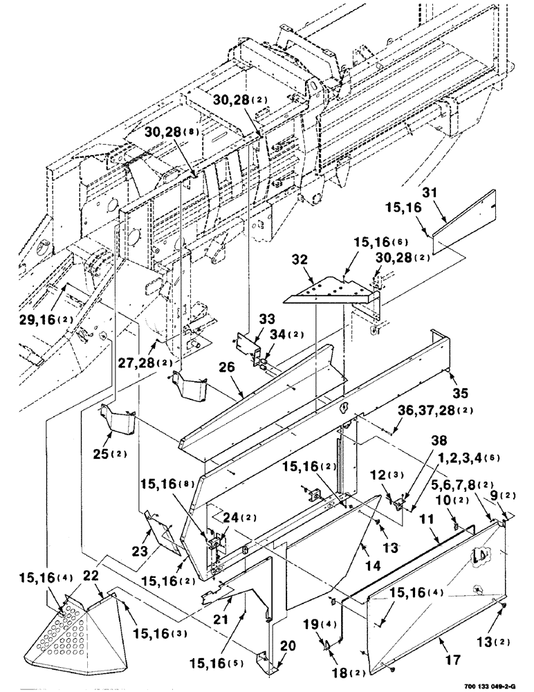 Схема запчастей Case IH 8575 - (7-08) - MAIN SHIELDS ASSEMBLY, LEFT (12) - MAIN FRAME