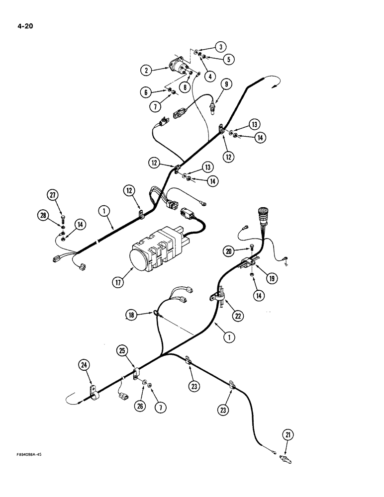Схема запчастей Case IH 9280 - (4-20) - FRONT FRAME HARNESS (04) - ELECTRICAL SYSTEMS