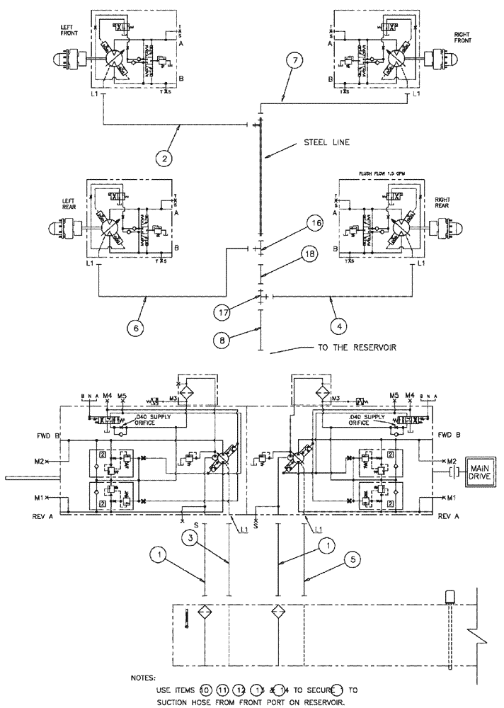 Схема запчастей Case IH SPX3310 - (06-004) - HYDRAULIC CASE DRAIN GROUP Hydraulic Plumbing