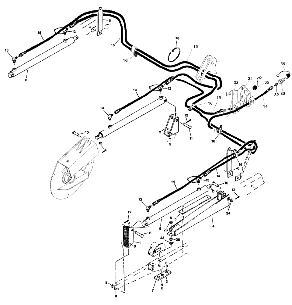 Схема запчастей Case IH 2042 - (09-21) - HYDRAULIC CIRCUIT REEL FORE/AFT - 36.0 FOOT HEADER 