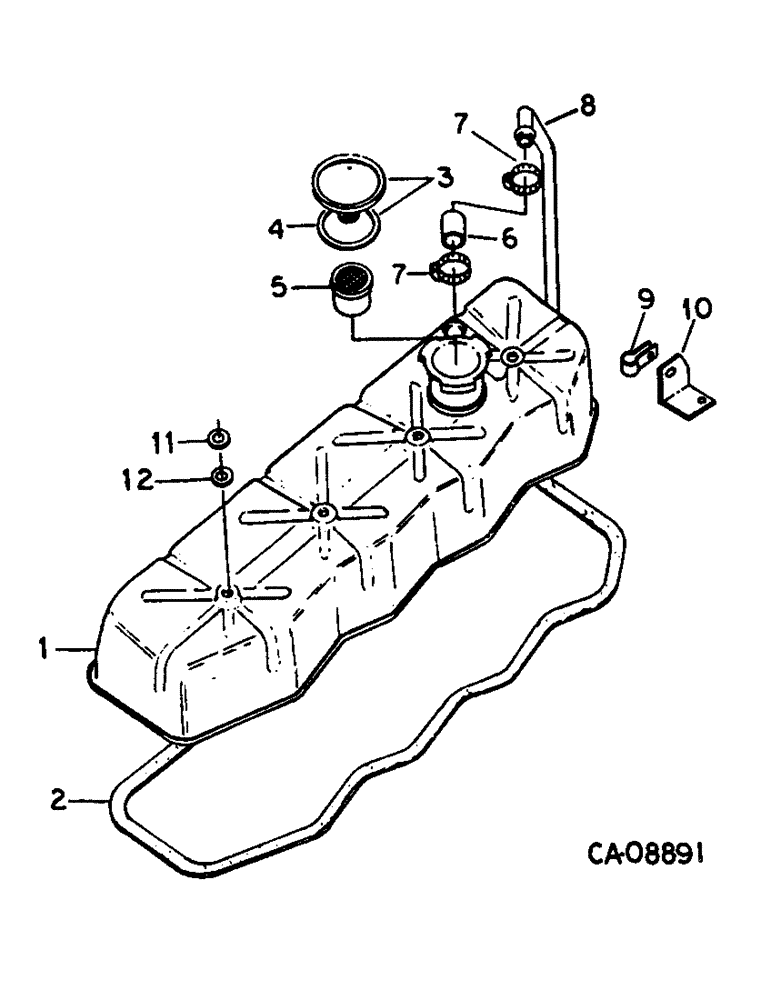 Схема запчастей Case IH 584 - (12-32) - VALVE HOUSING COVER, TRACTORS WITH VALVE COVER BREATHER Power