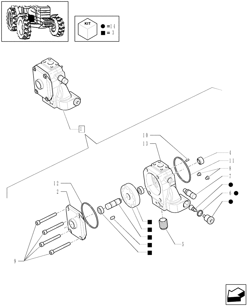 Схема запчастей Case IH PUMA 195 - (1.32.8/ B) - HYDRAULIC PUMP - BREAKDOWN - TRANSMISSION HOUSING (03) - TRANSMISSION