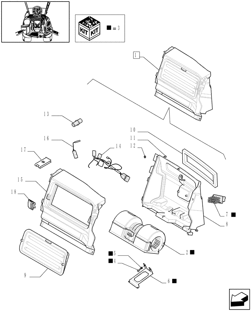 Схема запчастей Case IH PUMA 180 - (1.94.2/01F) - AUTOMATIC CLIMATE CONTROL - BLOWER - BREAKDOWN - D6119 (10) - OPERATORS PLATFORM/CAB