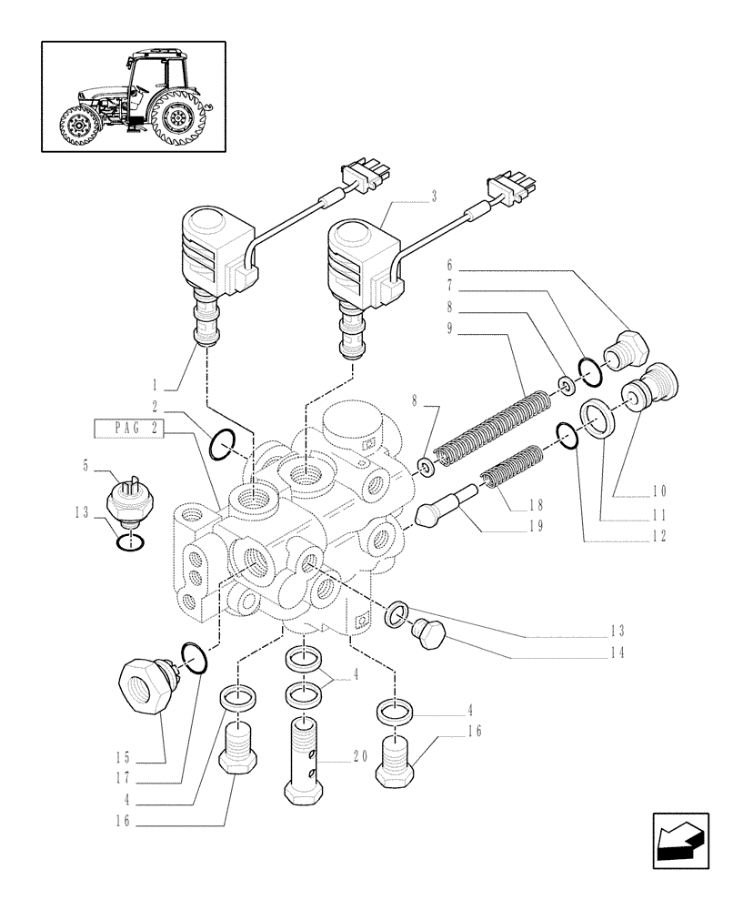 Схема запчастей Case IH JX1085C - (1.33.2/03[01]) - (VAR.326/1-326/2) STANDARD FRONT AXLE W/ ELECTROHYDR. DIFFERENTIAL LOCK (30KM/H) - SOLENOID VALVE (04) - FRONT AXLE & STEERING