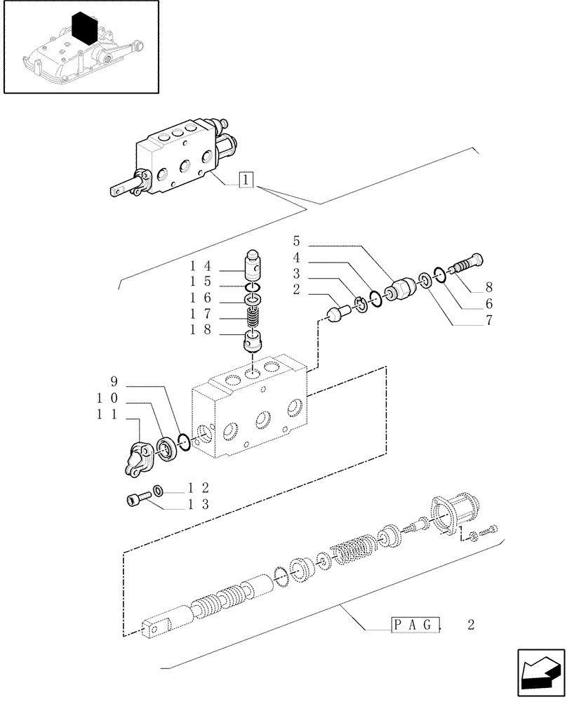 Схема запчастей Case IH JX1085C - (1.82.7/08A[01]) - SIMPLE DOUBLE EFFECT DISTRIBUTOR - PARTS - C5484 (07) - HYDRAULIC SYSTEM