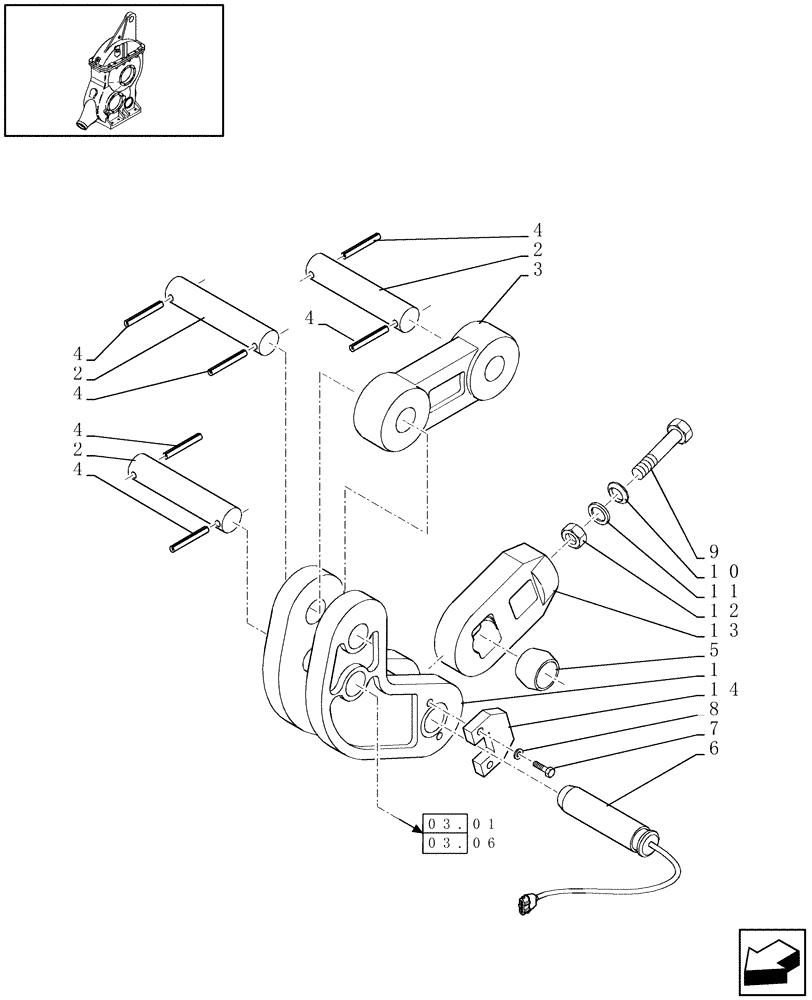 Схема запчастей Case IH LBX431R - (03.11[01]) - PLUNGER, LOAD MEASUREMENT (03) - MAIN GEARBOX