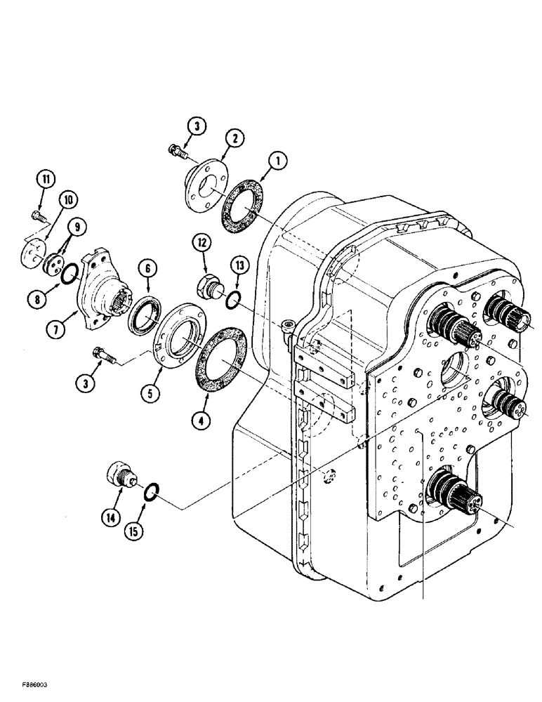 Схема запчастей Case IH 9350 - (6-008) - POWER SHIFT TRANSMISSION ASSEMBLY, REAR COVERS AND YOKE (06) - POWER TRAIN