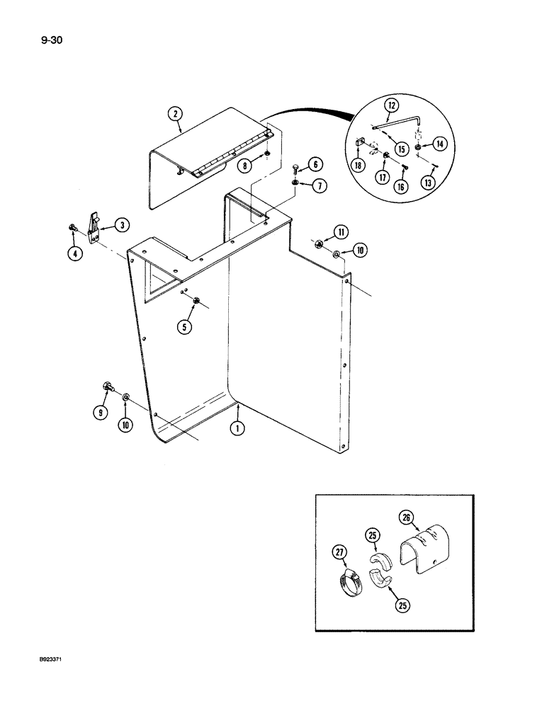 Схема запчастей Case IH 9260 - (9-030) - HYDRAULIC OIL TANK COVER WITH TOP HINGED ACCESS DOOR (09) - CHASSIS/ATTACHMENTS