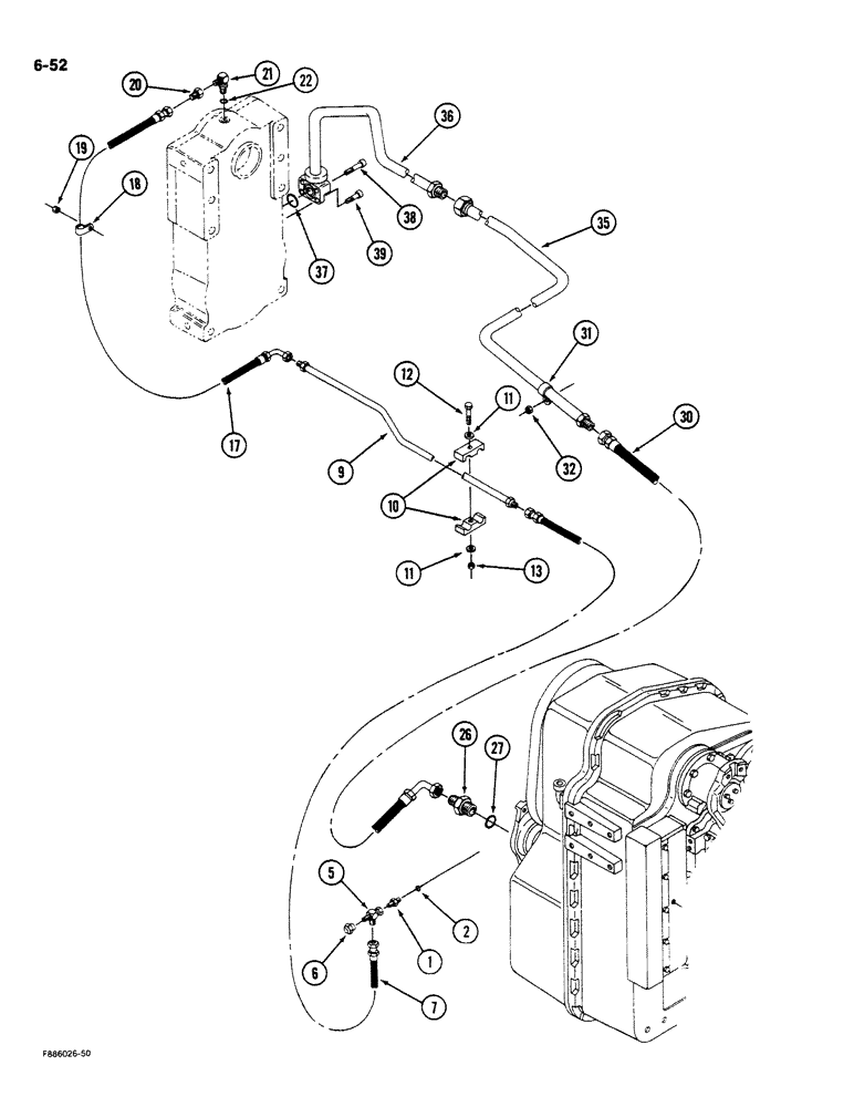 Схема запчастей Case IH STEIGER - (6-052) - TRANSMISSION LUBRICATION, TRANSMISSION TO PTO TRANSFER CASE, IF EQUIPPED (06) - POWER TRAIN