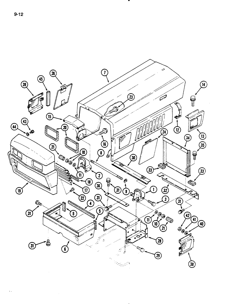 Схема запчастей Case IH 235 - (9-12) - HOOD, PANELS, GRILLE AND SUPPORTS (09) - CHASSIS/ATTACHMENTS