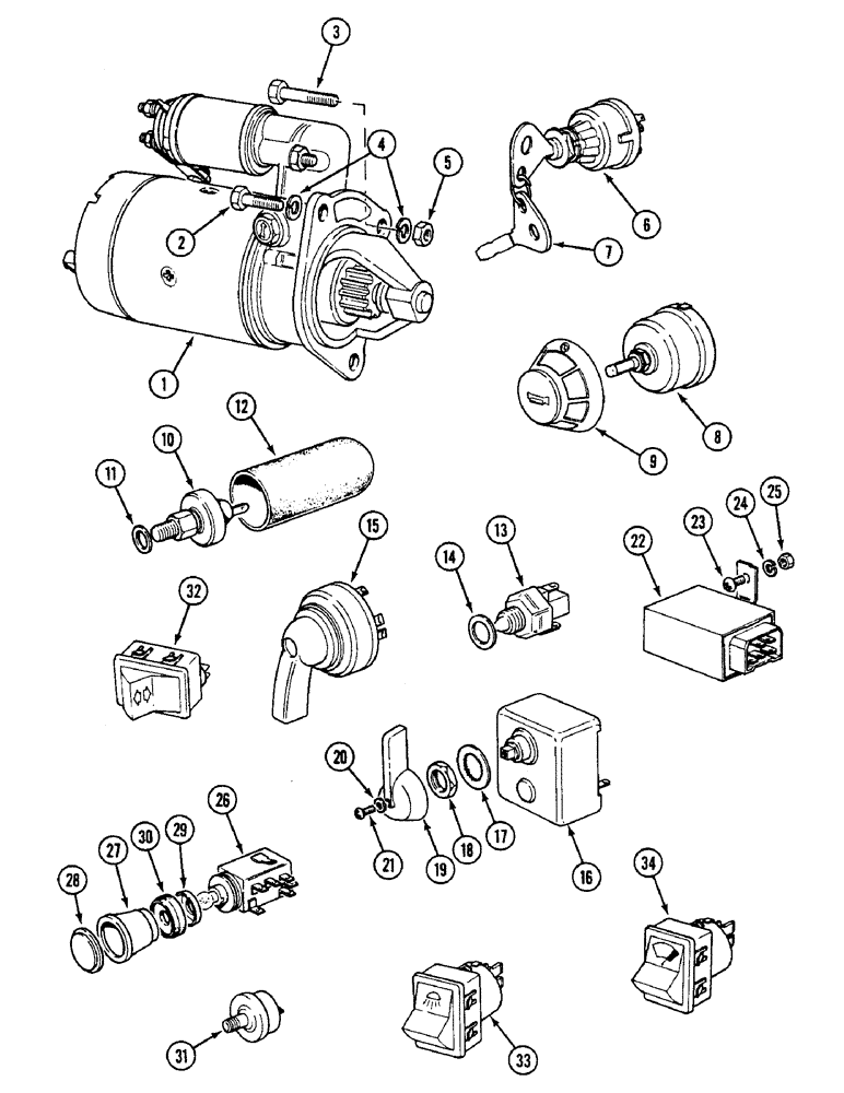 Схема запчастей Case IH 1594 - (4-60) - STARTER AND SWITCHES (04) - ELECTRICAL SYSTEMS