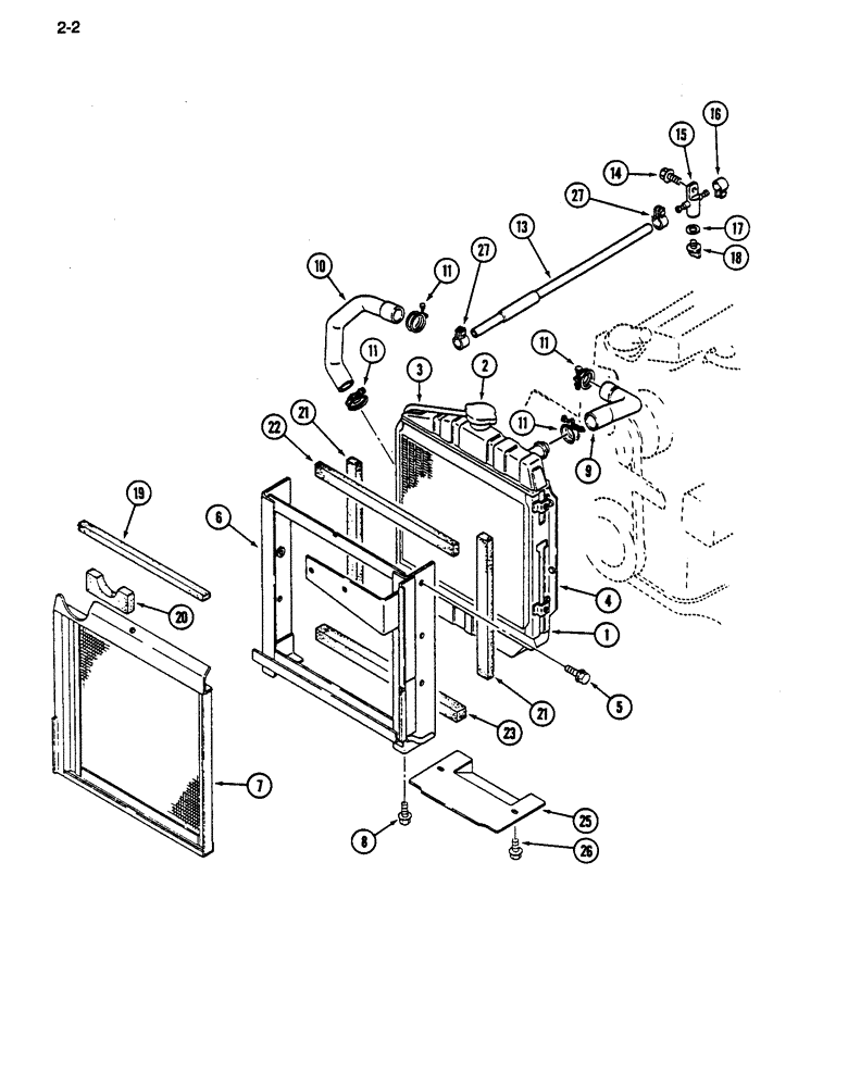 Схема запчастей Case IH 255 - (2-02) - RADIATOR AND ATTACHING PARTS (02) - ENGINE