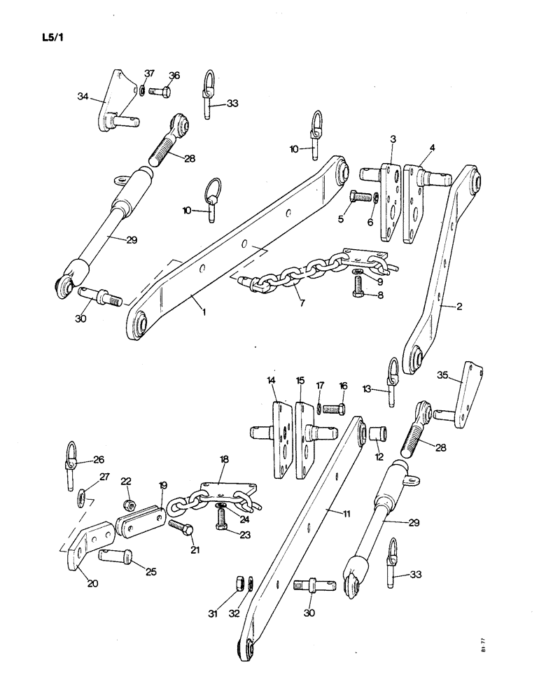 Схема запчастей Case IH 1190 - (L-05) - LOWER LINKS AND STABILIZER BARS (09) - IMPLEMENT LIFT