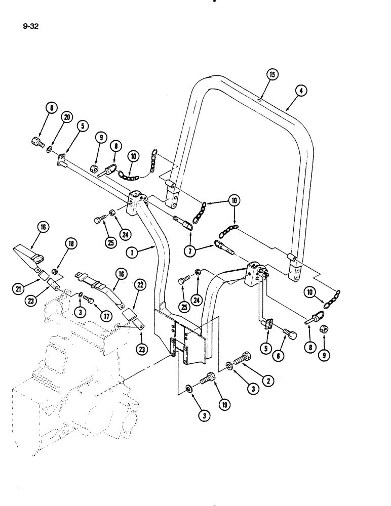 Схема запчастей Case IH 235 - (9-32) - ROPS FRAME (09) - CHASSIS/ATTACHMENTS