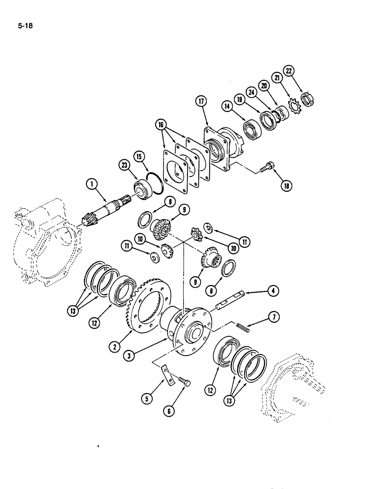 Схема запчастей Case IH 245 - (5-18) - FRONT AXLE DIFFERENTIAL, MFD TRACTOR (05) - STEERING