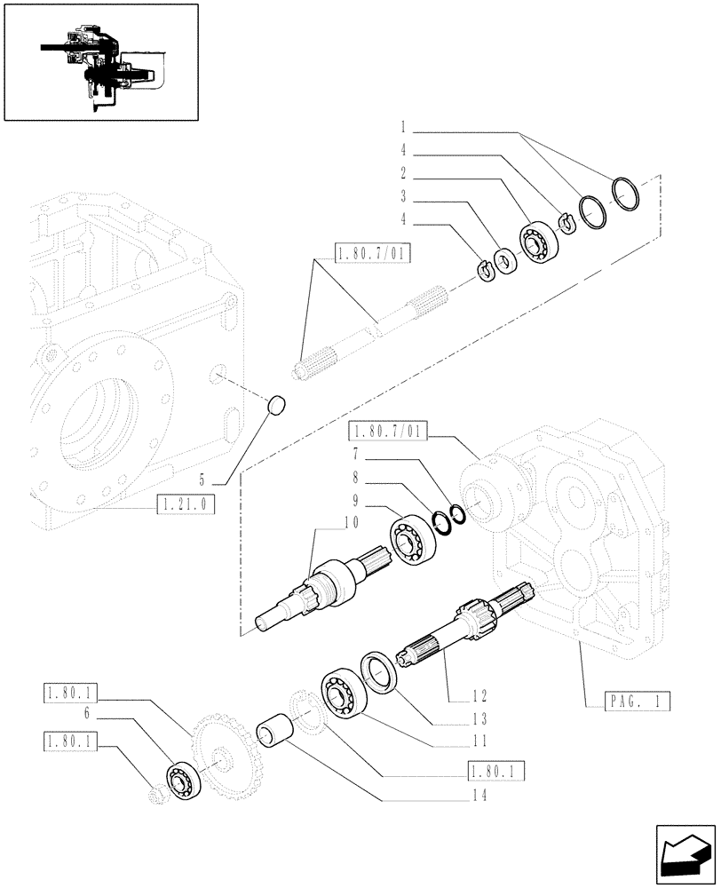 Схема запчастей Case IH JX1070U - (1.80.1/01[02]) - (VAR.007) NA ONLY - POWER TAKEOFF, SHAFTS AND GEARS (07) - HYDRAULIC SYSTEM