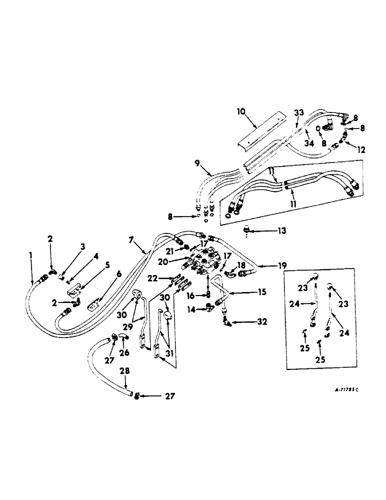 Схема запчастей Case IH 1000 - (E-08) - HYDRAULIC CONNECTIONS, FOR FARMALL CUB AND INTERNATIONAL LO-BOY TRACTORS 