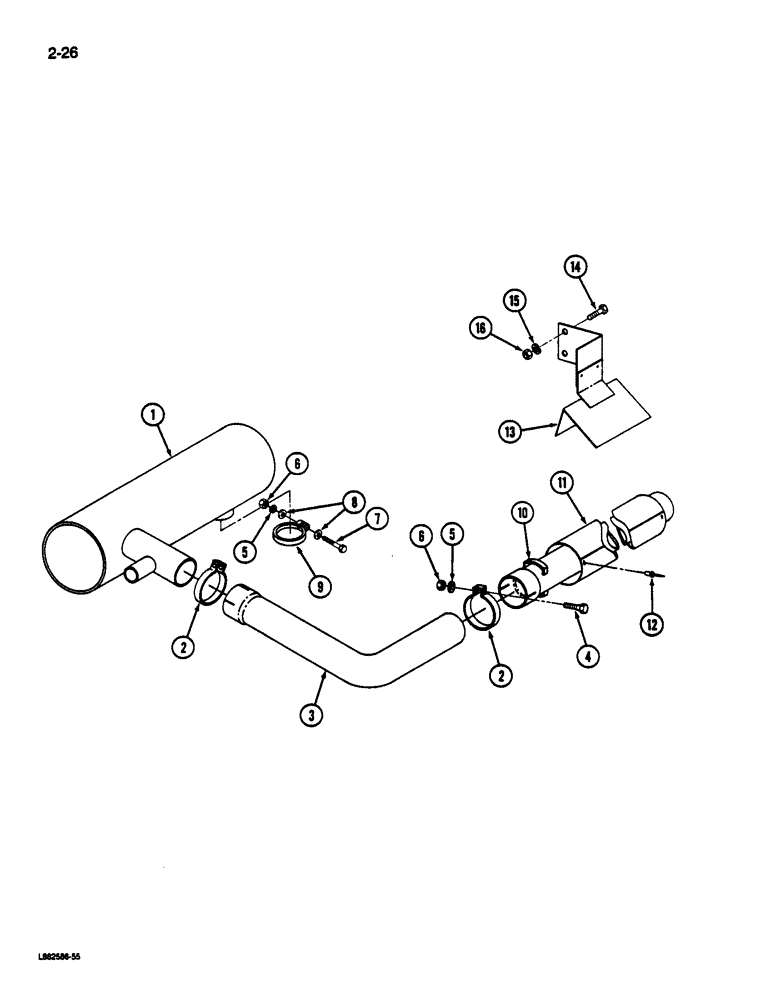 Схема запчастей Case IH 1822 - (2-26) - EXHAUST SYSTEM, D466 DIESEL (01) - ENGINE