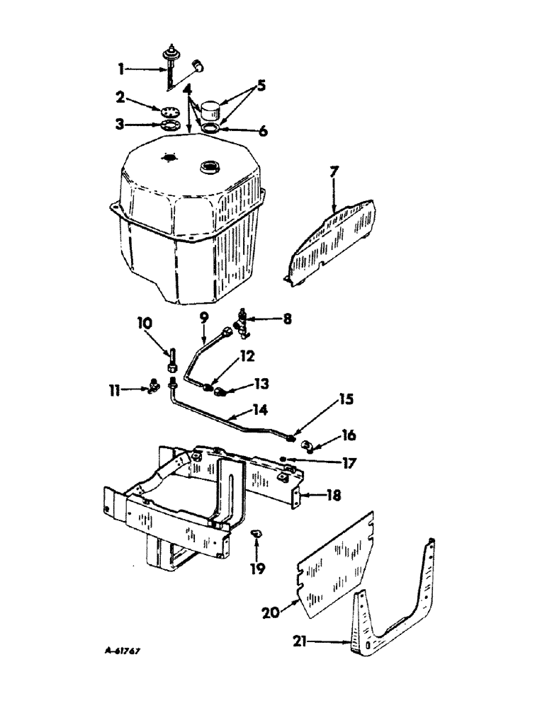 Схема запчастей Case IH 504 - (054) - FUEL SYSTEM, FUEL TANK, SUPPORTS AND PIPING, INTL DIESEL ENGINE TACTORS (02) - FUEL SYSTEM