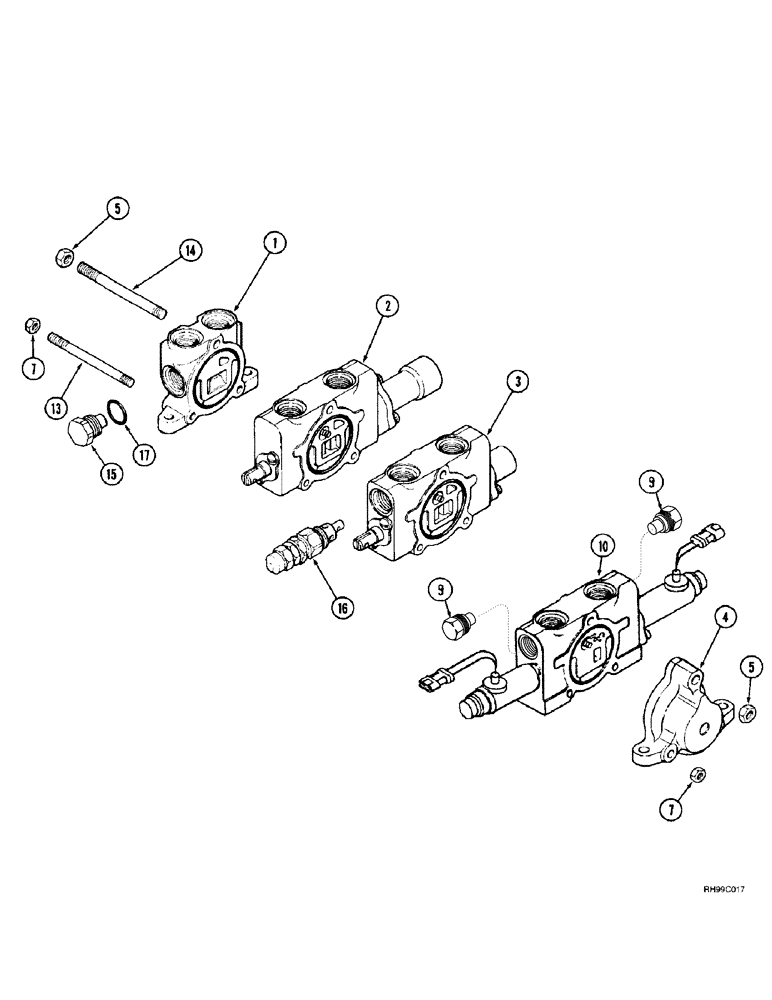 Схема запчастей Case IH L550 - (8-072) - CONTROL VALVE - 3 FUNCTION (C/CX70 - C/CX100) (08) - HYDRAULICS