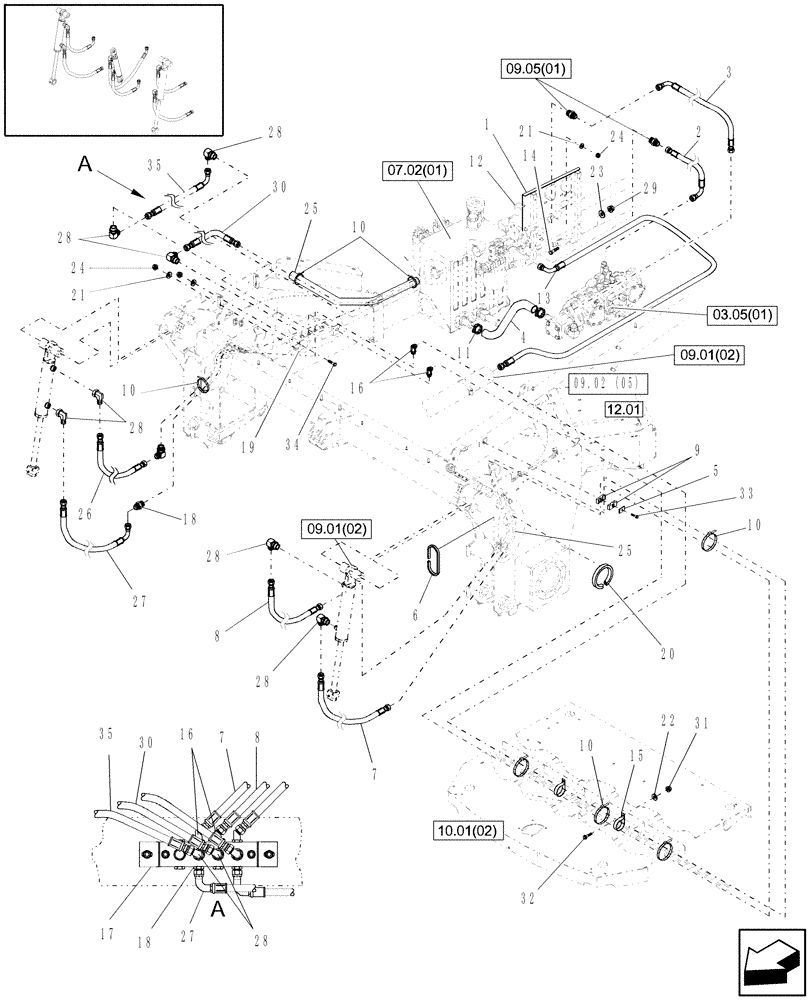 Схема запчастей Case IH WDX1202S - (09.02[3]) - HEADER LIFT HYDRAULICS (09) - IMPLEMENT LIFT