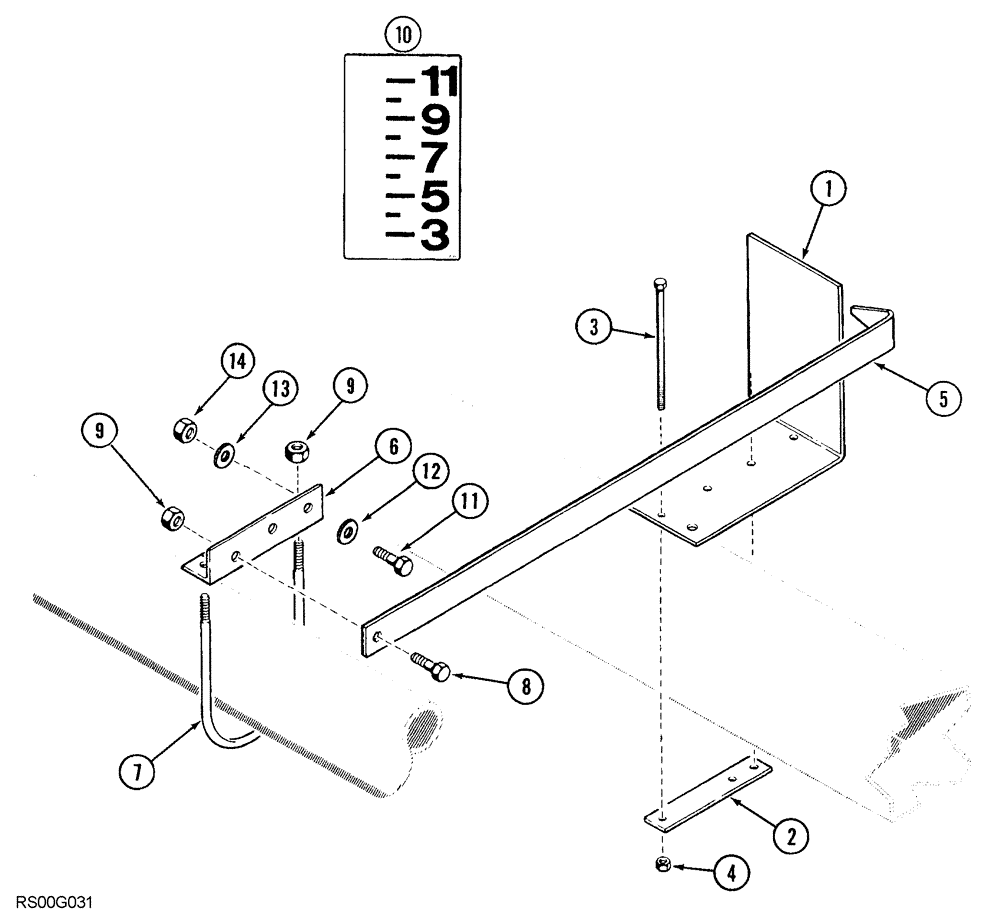 Схема запчастей Case IH 5850 - (09-90) - DEPTH GAUGE AND MOUNTING (09) - CHASSIS