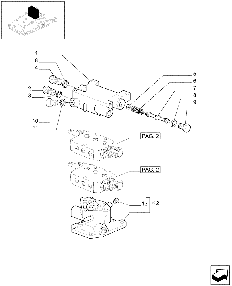 Схема запчастей Case IH JX1060C - (1.82.7/05[01]) - (VAR.028) 2 REMOTE VALVES FOR MID-MOUNT AND EDC - CAPS AND FLANGE - C5484 (07) - HYDRAULIC SYSTEM