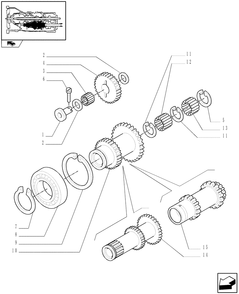 Схема запчастей Case IH FARMALL 75N - (1.28.1[04]) - 16X16 TRANSMISSION - REVERSER DRIVEN GEARS (03) - TRANSMISSION