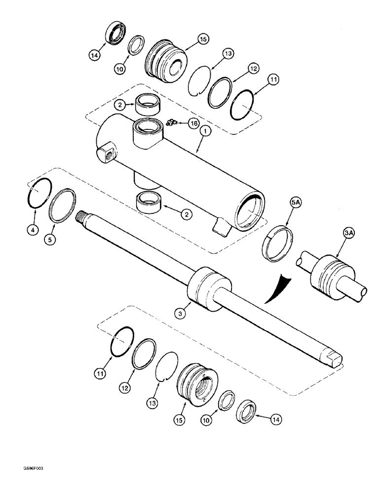 Схема запчастей Case IH 1800 - (5-22) - STEERING CYLINDER, P.I.N. JJC133070 AND AFTER (04) - STEERING