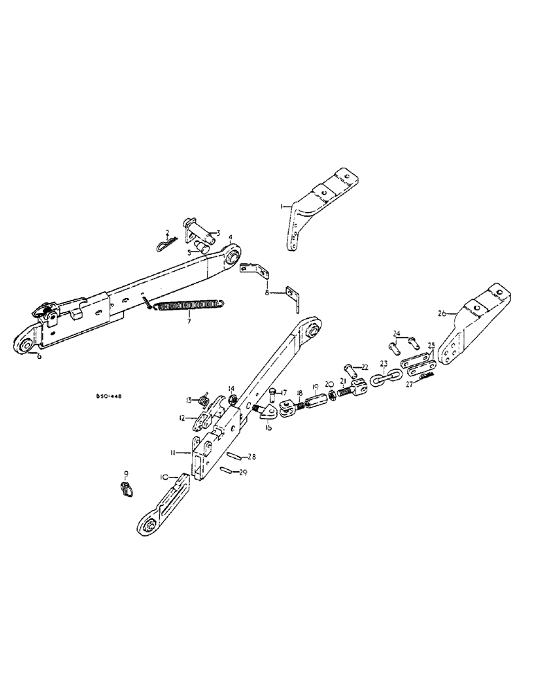 Схема запчастей Case IH 585 - (09-010) - LOWER LINKS, THREE-POINT HITCH, TELESCOPIC LOWER LINKS WITH OUTSIDE CHECK CHAINS (12) - FRAME