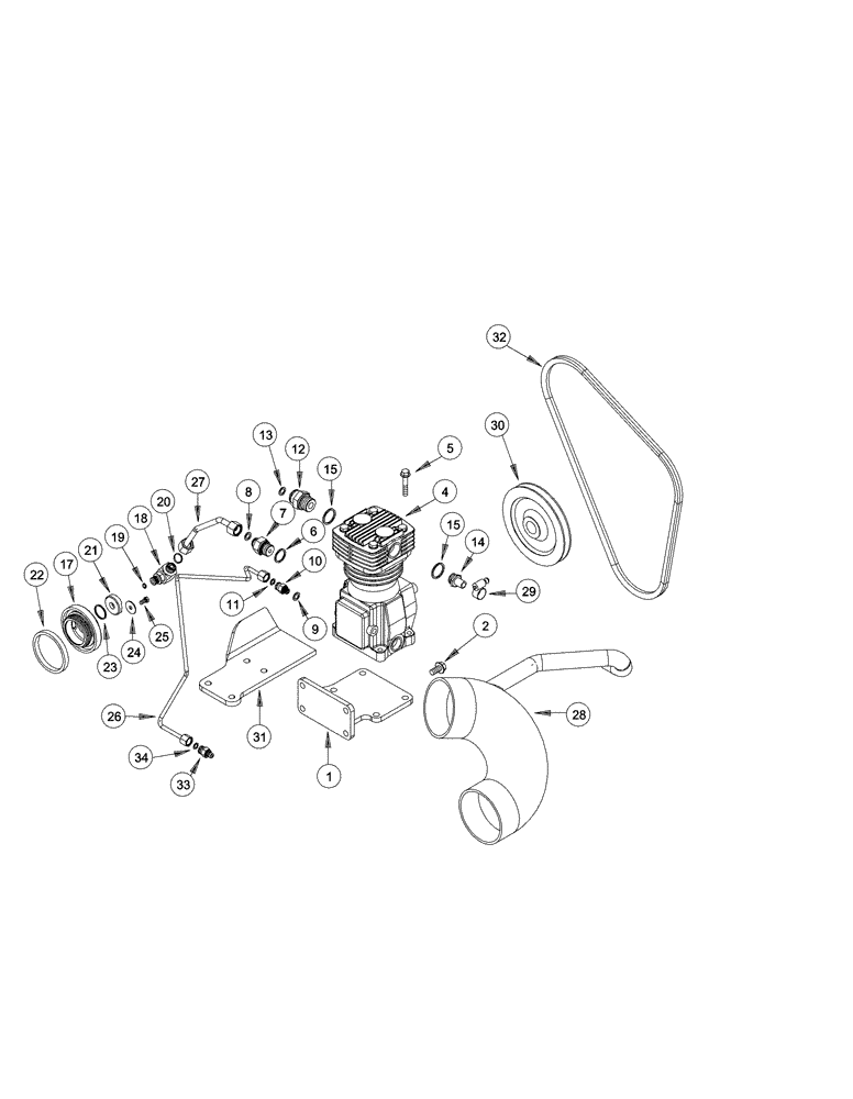 Схема запчастей Case IH MX270 - (07-11) - TRAILER BRAKE PNEUMATIC, COMPRESSOR MOUNTING AND DRIVE, EUROPE ONLY (07) - BRAKES